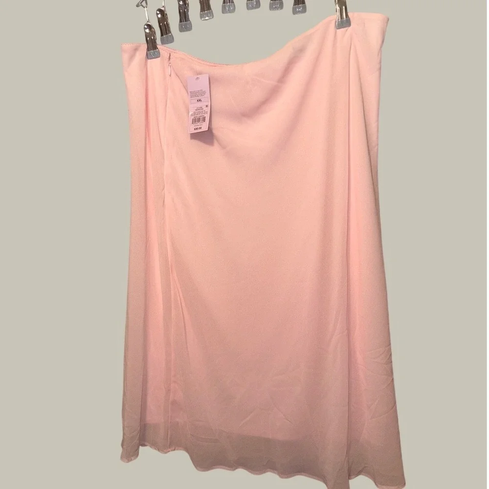Wild Fable Pink Ruffle‎ Midi Skirt XXL Pastel Chiffon Side Slit WFB1405BJ NWT